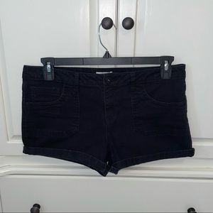 black soft jean shorts—Mudd